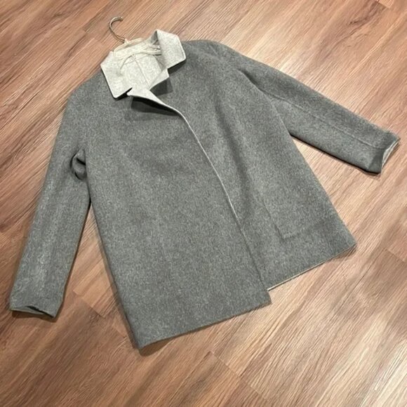 New Theory Sileena R Winsome open front spread collar reversible cashmere coat - Picture 14 of 16